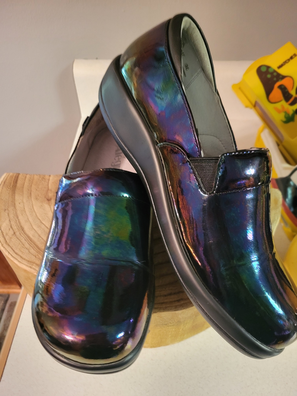 Alegria Women's Iridescent Slip-On Mules - Blue/Purple/Green